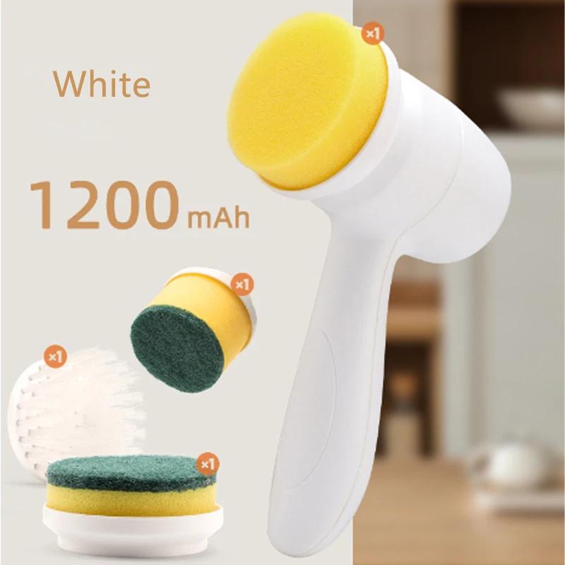 

Mini Electric Cleaning Brush USB Rechargeable Wireless Multifunctional for Kitchen Dishwashing Bathroom Tile Cleaning Tool белый