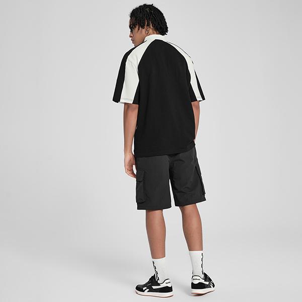 Reebok American Retro Casual College Style Color Block Letter Print Breathable Short Sleeve Polo Shirt Unisex Polo Shirts Black 24SRM423UGH0
