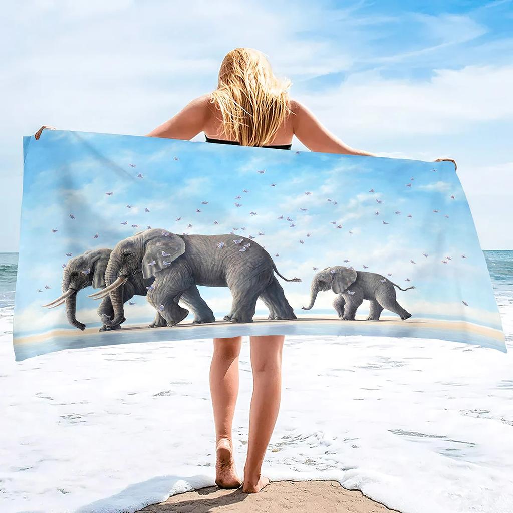 Microfiber Sand Free Beach Towel Quick Fast Dry Absorbent Oversized Lightweight Towels Blanket Swimming Bath Camping Elephant