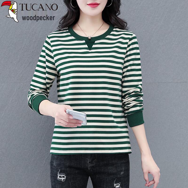 Женская осенняя полосатая футболка с длинным рукавом Woodpecker XL