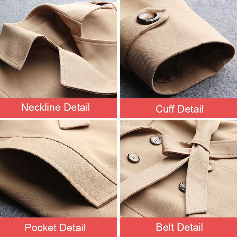 Dámský středně dlouhý trenčkot Dámský jarní a podzimní korejský styl Dvouřadový Slim Fit Overoat pro ženy