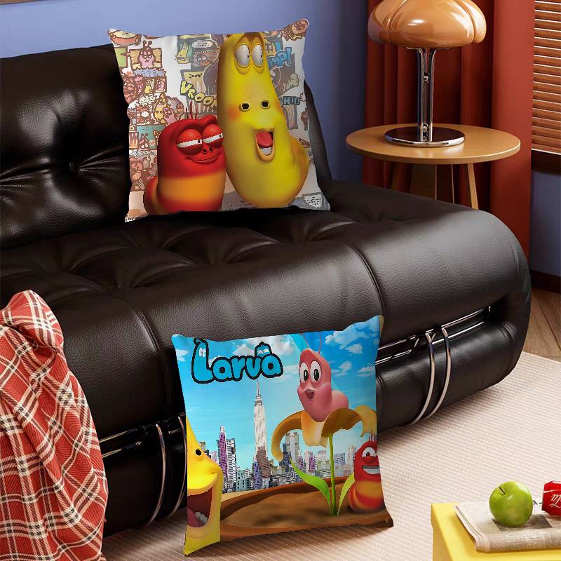 CUTE Cartoon L-Larva Pillow Case Removable Washable Cushion Cover – All-Season Soft Linen