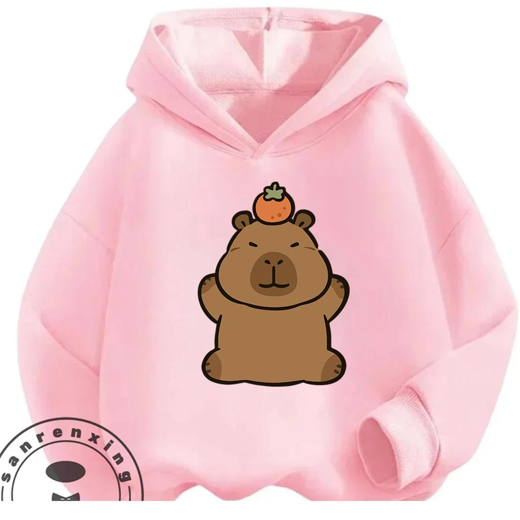 Loose Comfy Spring Autumn Hoodie Capybara Trendy Animal Motif Casual All Match Streetwear For Kids