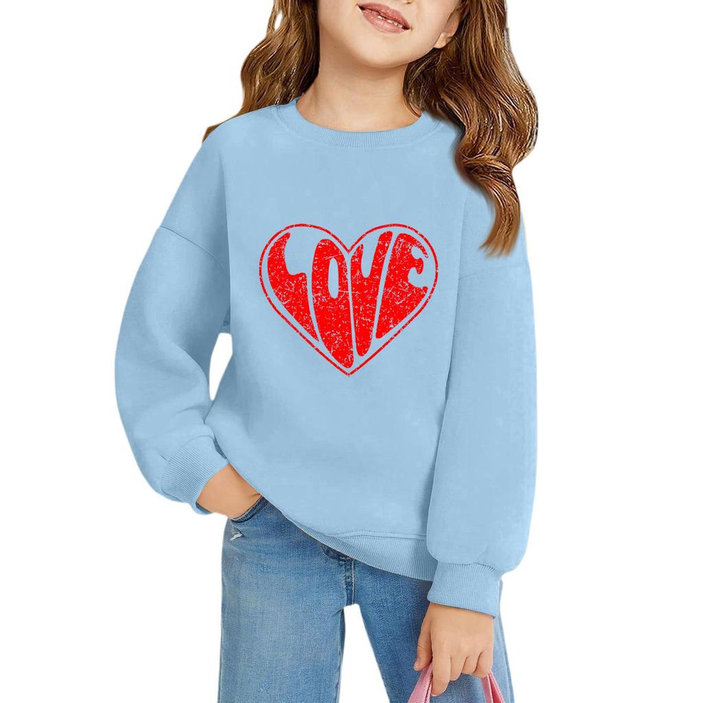 Mädchen Rundhals-Pullover für Kinder Bedruckte Baby-Oberteile Valentinstag