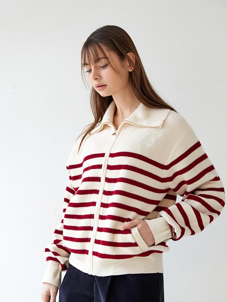NITINA Soft Wool Zip-Up Cardigan Iv/Re