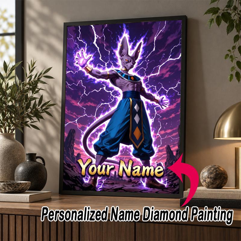Personalized Beerus Diamond Art Custom Name 5D Diamond Painting Full Drill DIY Craft