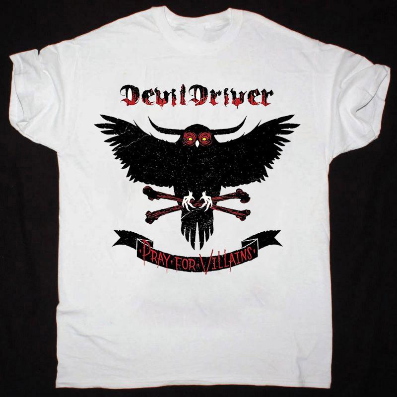 DEVILDRIVER - Pray For Villains Short Sleeve White All Size Shirt Unisex T-Shirt XXXL