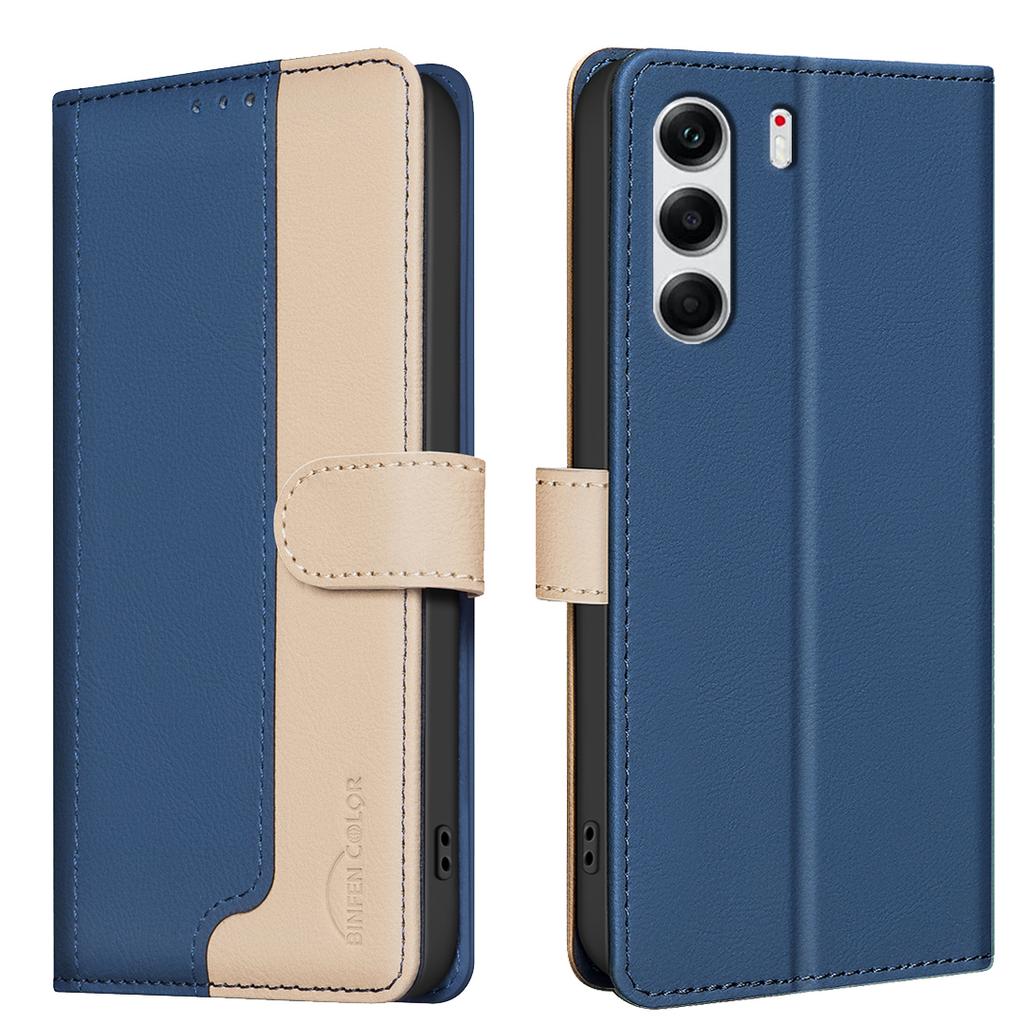 BINFEN COLOR BF33 For TECNO Camon 40 Pro 4G Leather Case Splicing Color RFID Blocking Wallet Stand Phone Cover