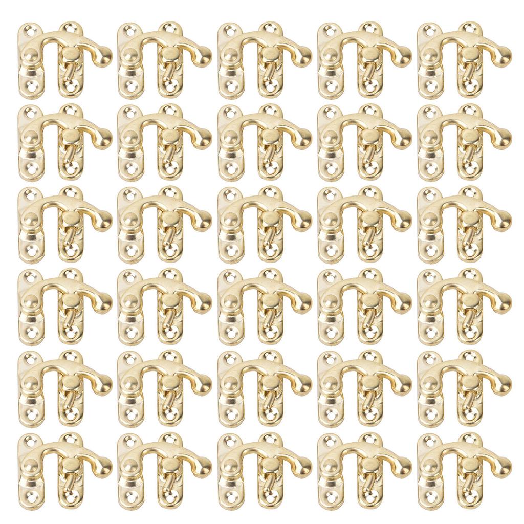30 Pcs Hasp Hook Retro Style Iron Latch Hook Hasp for Jewelry Gift Boxes 3.2 X 2.8cmYellow Right