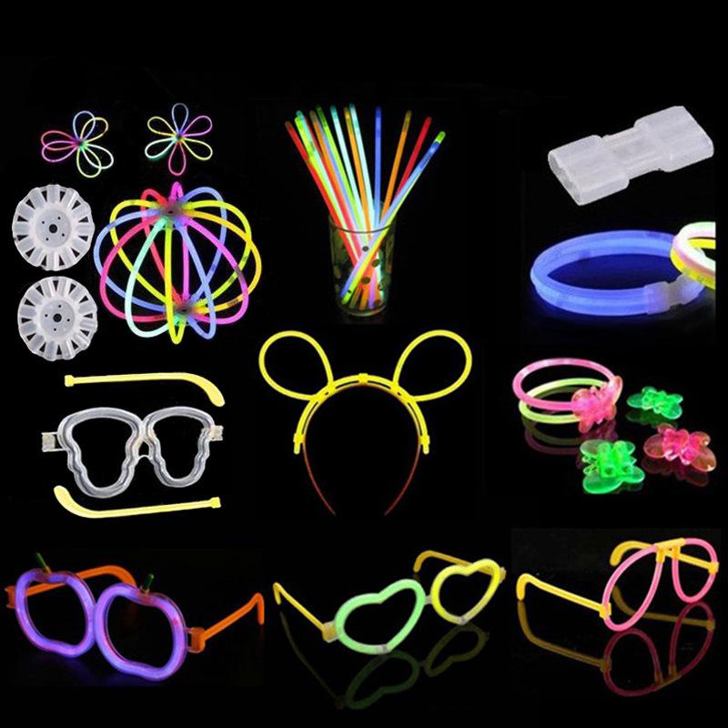 100Pcs Fluorescence Sticks Party Multicolor Glowing Stick Bright Colorful Light Bright Bendable Glow Bracelet Party Supplies