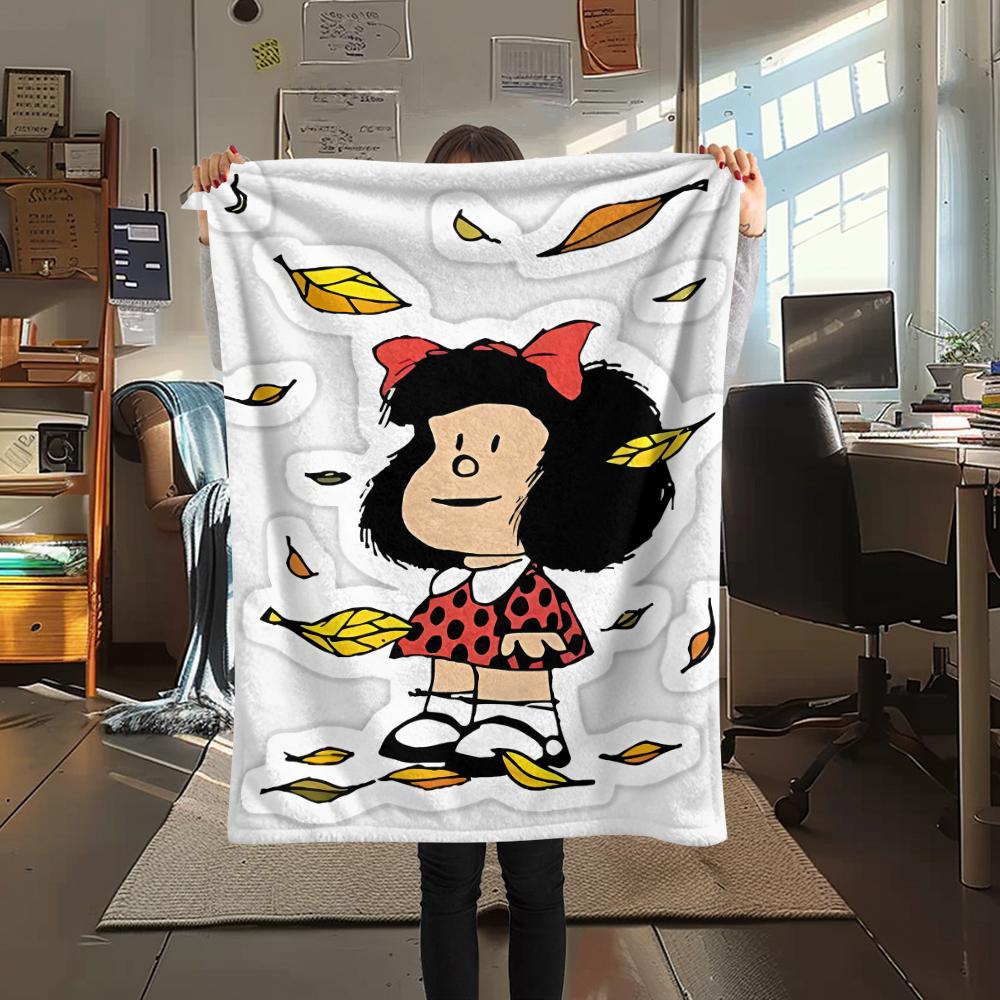 1pz Coperta in Flanella con Stampa Mafalda, Alta Qualità per Tutte le Stagioni, Arredamento per la Casa, Calore e Comfort, Perfetta per Regali di Natale