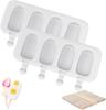 popsicle silicone mold, 4 cavity popsicle molds, home DIY ice cream. Children's handmade cake, ice cream mold, oval cake