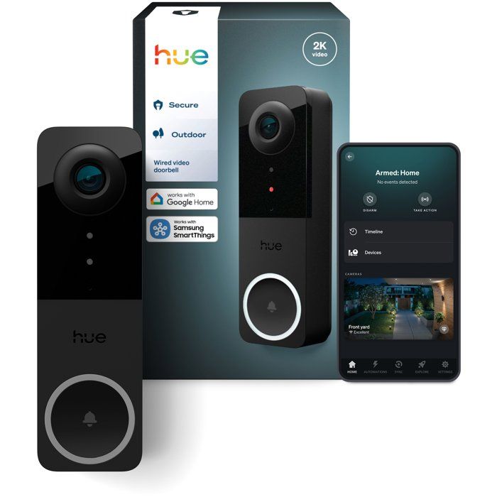 Sonnette vidéo fillaire connectée - Philips Hue - Filaire - 2K - Conversation bidirectionnelle - Extérieur