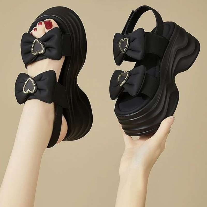 Popular Platform Sandals Women's New Models In the Summer of 2025 Wear Bows To Increase the Height of Small Roman Sandals