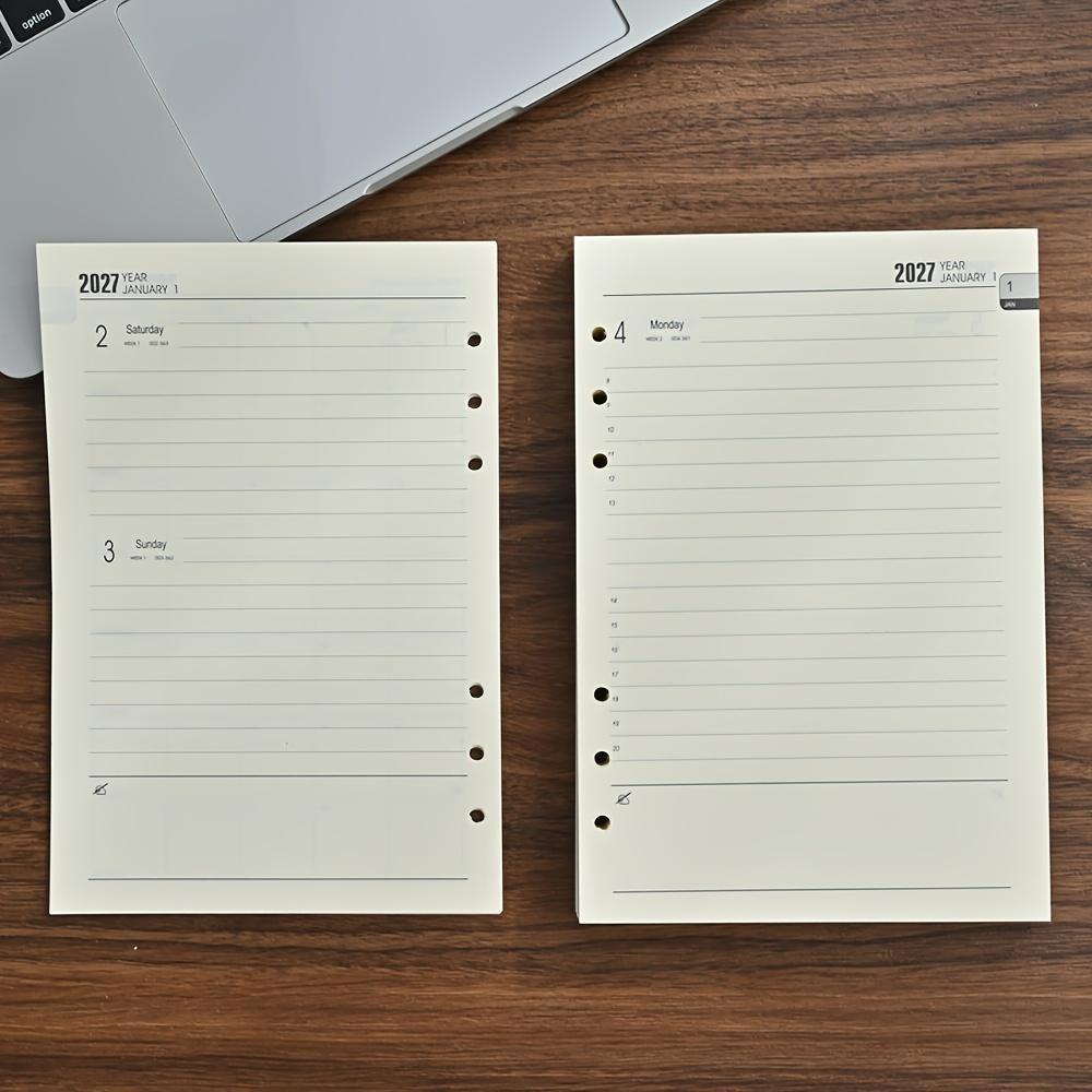 Calendario Inglese a Fogli Mobili 2027, Formato A5, Prodotto da 12 Mesi con 180 Fogli/360 Pagine. Fogli di ricambio per agenda per pianificazione giornaliera a 365 giorni