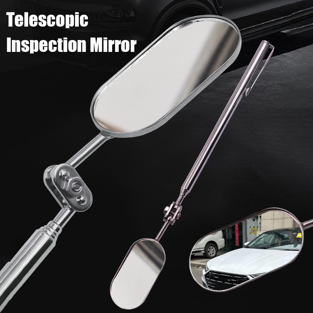 Car Telescopic Inspection Mirror 360-degree Rotating Ball Joint Automobile Repair Folding Elliptical Retractable Mirror Tool