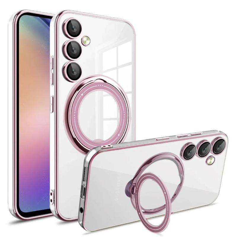 Průhledný kroužek MagSafe s magnetickým pouzdrem pro bezdrátové nabíjení pro Samsung Galaxy S24 S23 Ultra Plus FE A55 A35 A15 A54 A34 A14 5G