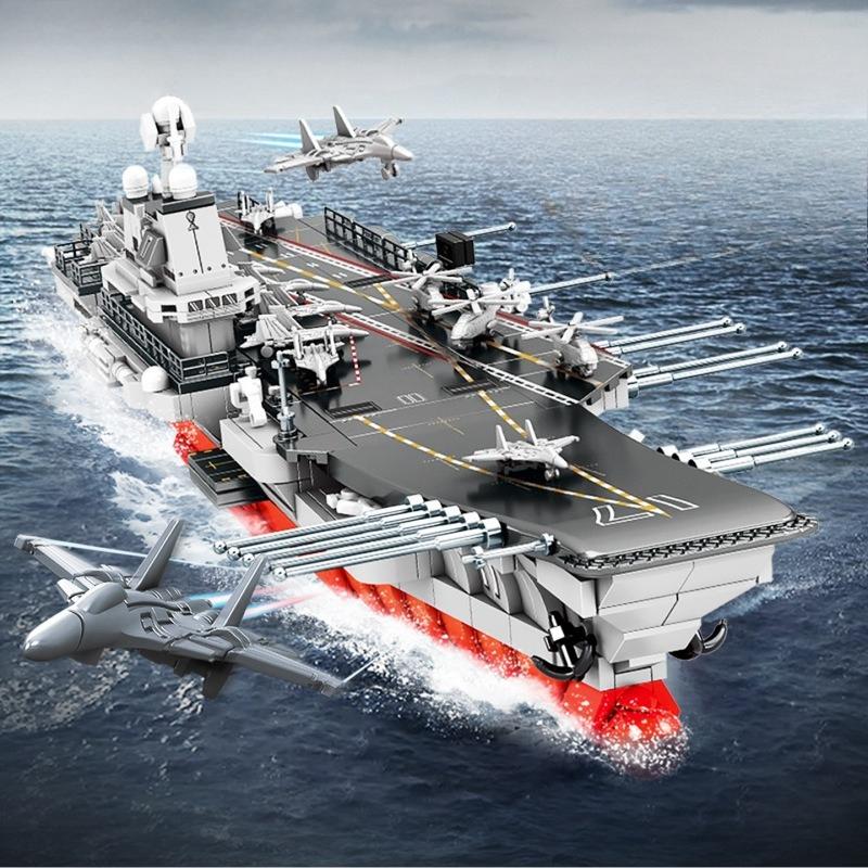 1165pcs Military Series Navy Shandong Aircraft Carrier Assembly Building Blocks Children's Toys No Box