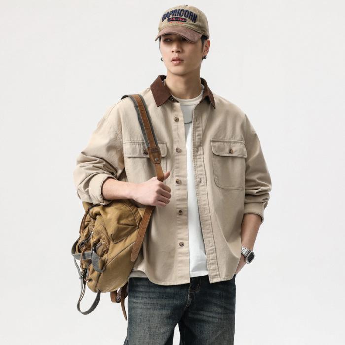 American Heavy Retro Denim Jacket Men'S Loose Large Size Trendy Brand Casual Tooling Jacket Top Tide