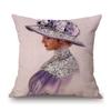 Elegant Lady With Hat Europe Victorian Era Classic Beautiful Woman Oil Painting Linen Sofa Throw Pillow Case Car Cushion Cover