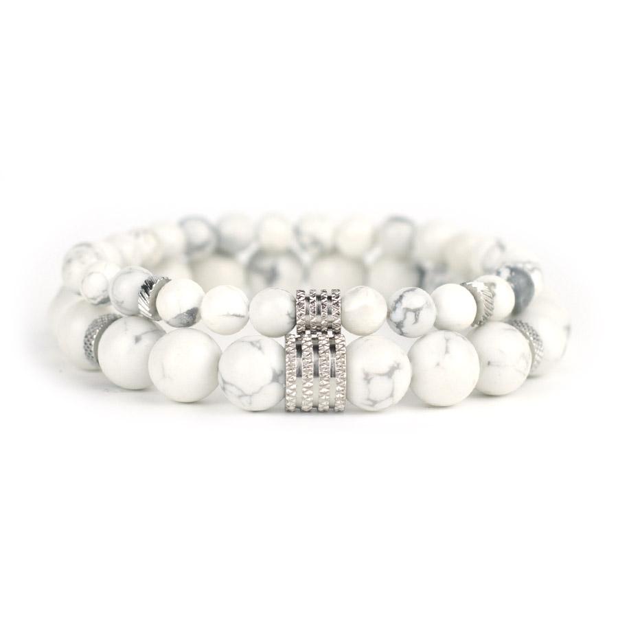 Unique Men Bracelet 2Pcs/Set 6mm 10mm Tiger Eyes Howlite Obsidian Beaded Braslet Homme Unfading Leisure Versatile Accessories
