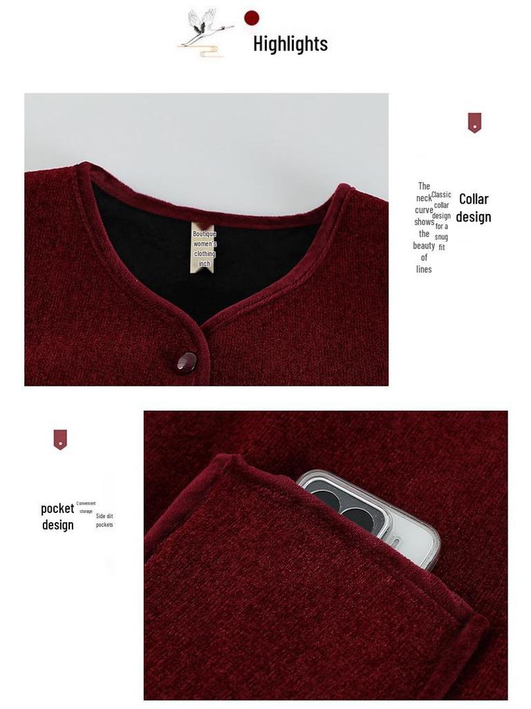 Babiččina hřejivá fleecem podšitá kardiganová vesta ve velkých velikostech na podzim a zimu