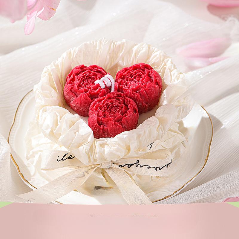 

День матери романтический букет свеча подарочная коробка подарок ручной работы ароматизированная тюльпан роза цветок свеча