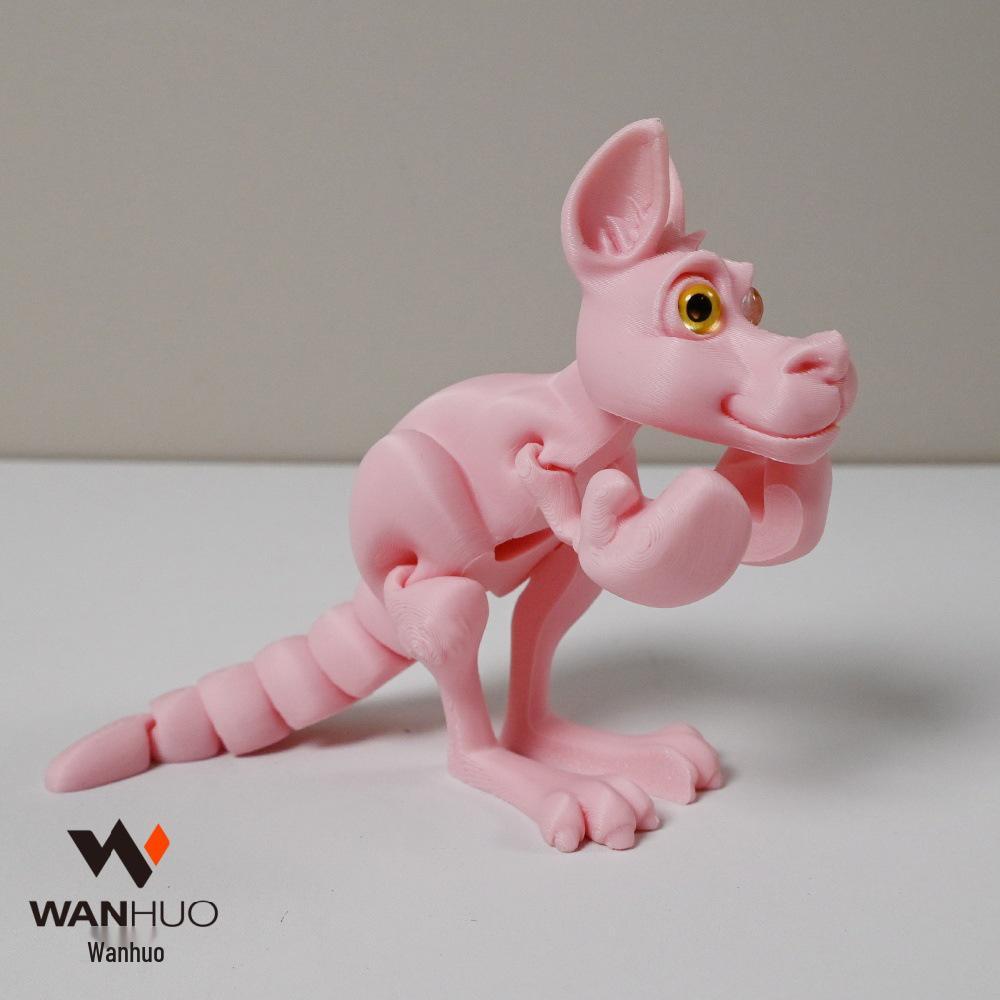 3D Printed Movable Boxing Kangaroo Figure - Creative Anime Model Toy Ornament