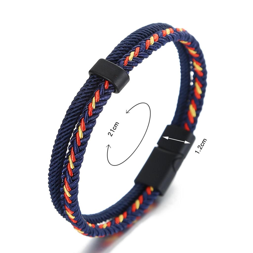 Noter Grade A Ethnic Fabric String Bracelet For Men Double Layer Various Colors Available Sports Sweat Absorbent Braslet Bangle Hombre