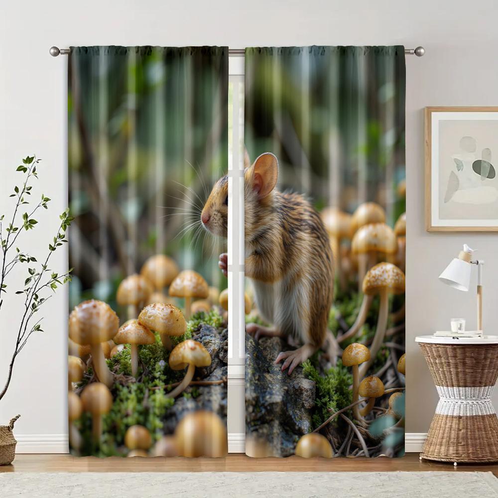 

2 pcs filtering curtains (excluding rods non-movable without batteries) Little Mouse for use in bedrooms and living rooms 100*130 HOOK 1pcs