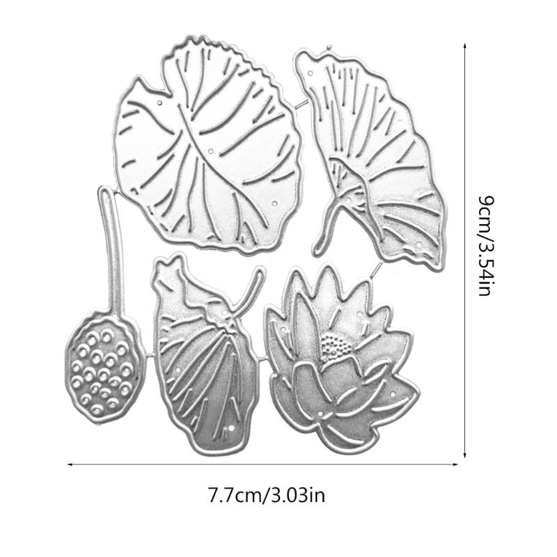 Carbon Steel DIY Lotuses Flower Leaf &  Cutting Dies Embossing Stencils Template for Decorative Paper Album Card