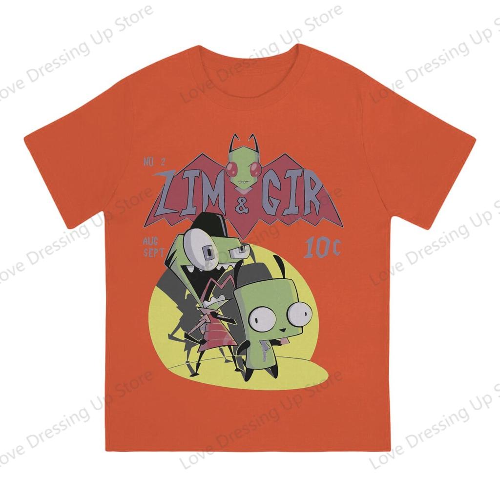 Invader Zim 100pure Cotton Summer Unisex Tshirt Zim  Gir Best Friend Short Sleeve Tshirts Harajuku Tee Funny Tops