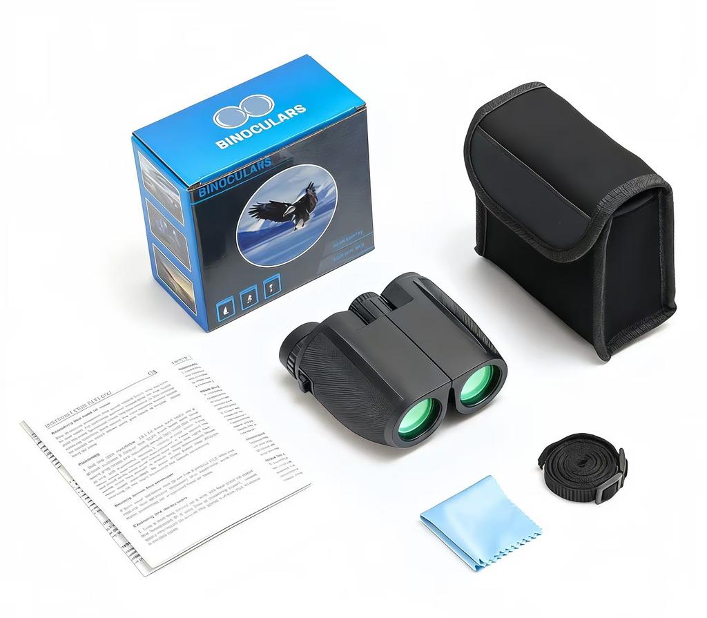 10x25 Binocular Telescope High Power Clear Lens Low Light Night Vision Gear Compact Portable Optical Device for Outdoor Hiking