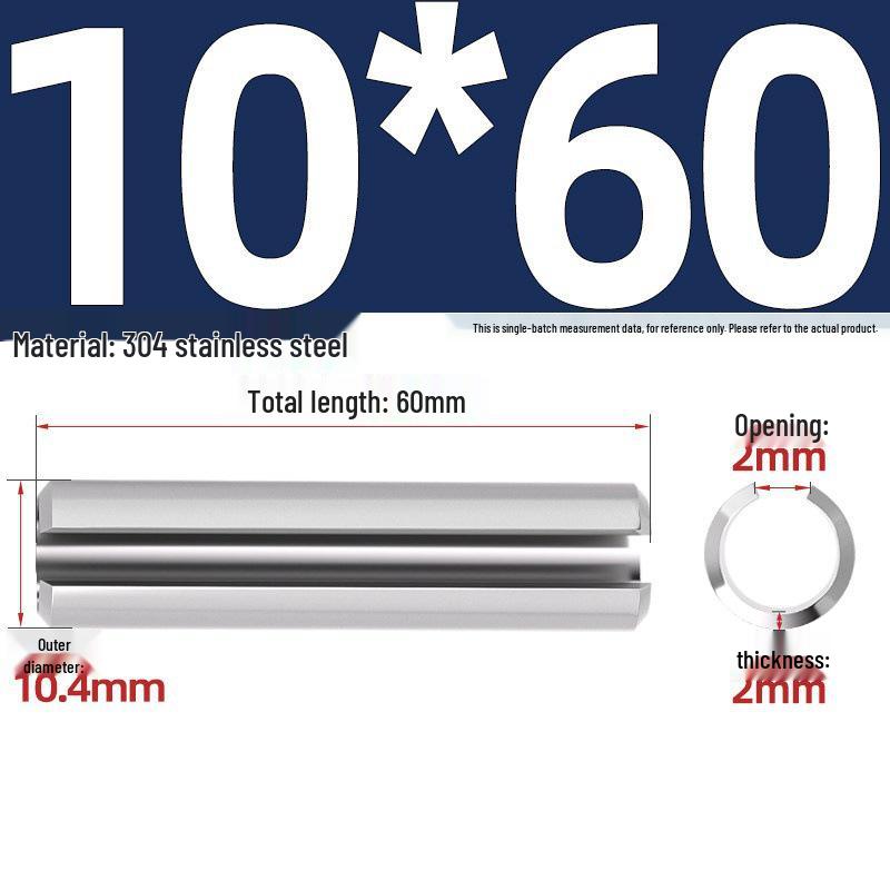 304 Stainless Steel Slotted Spring Pin, Cylindrical Shaft Pin, Locating and Hollow Pin (M5-M12)
