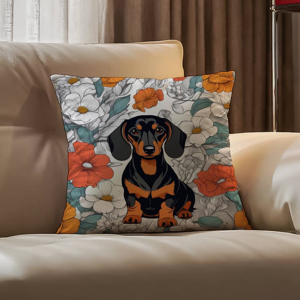 Tax Dachshund söt Kuddfodral Anti-kvalster Kuddfodral Osynlig dragkedja silkeslen kort plysch Soffkuddeöverdrag