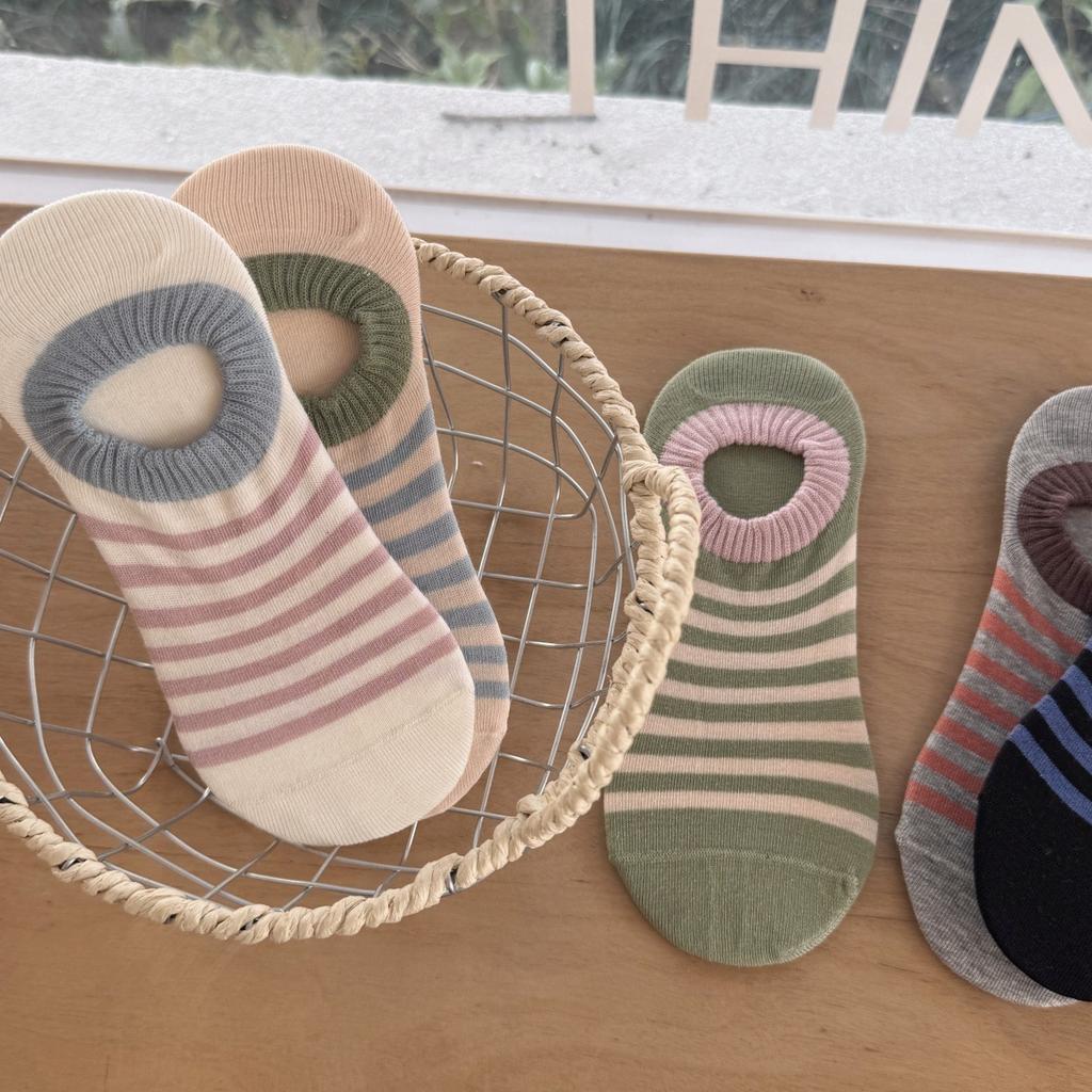 Summer Striped Boat Socks Elastic Luokou Anti-Drop And Dongdaemun Casual Socks