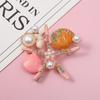 Korean Marine Life Brooch: Starfish & Shell Pin with Metal, Diamond, & Pearl Accents