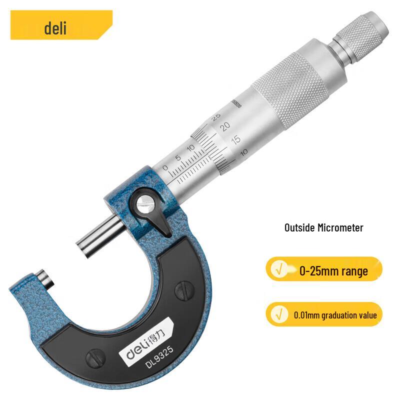 Deli Mechanical Outside Micrometer Stainless Steel