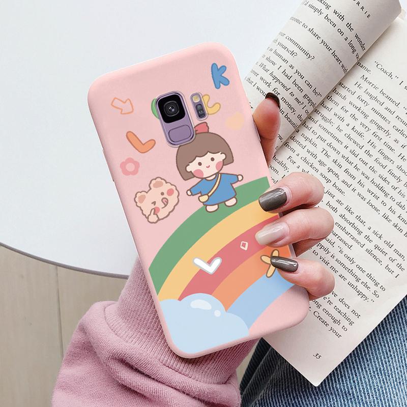 For Samsung Galaxy S9 S 9 Plus Cover Cute Cartoons Heart Cat Soft Silicone Shockproof Phone Case For Samsung S9 S9+ Funda Bumper