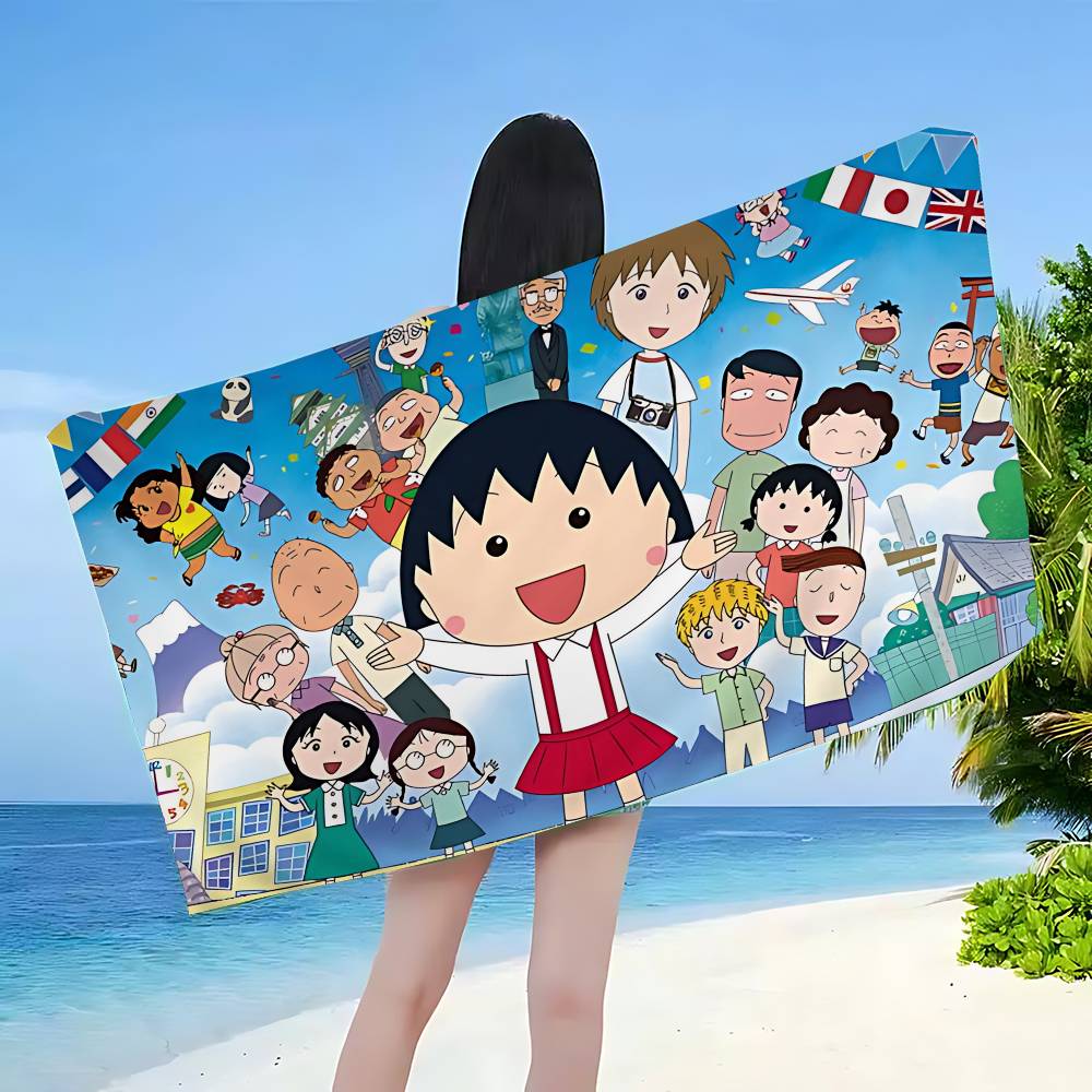 Catoon C-Chibi Maruko Chan Anime Beach Swimming Towel Soft Absorbent Washcloth Children's Gifts for Kids Travel Camping Gym