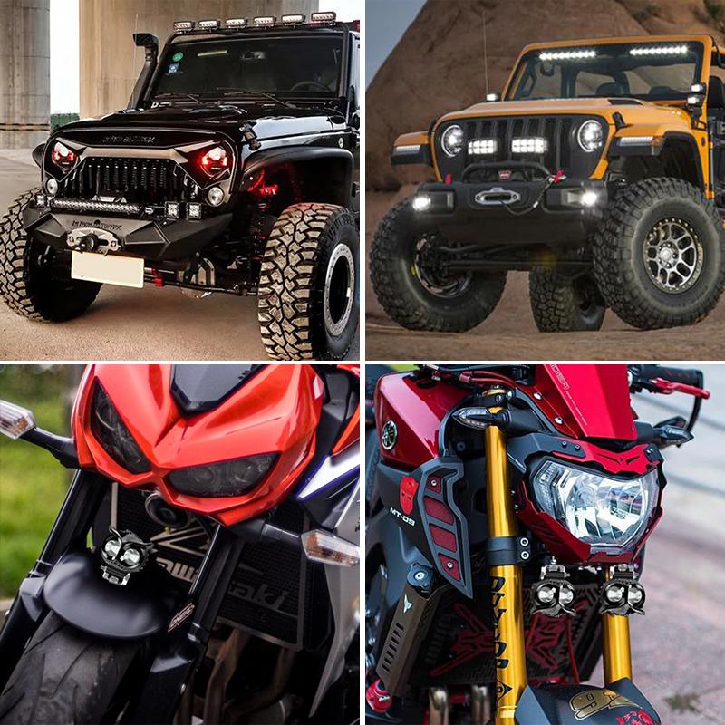 LED Lens Spotlight Dual Color White Yellow Light Owl Auxiliary Fog Lamp Double Lenses Spotlights For Motorcycle ATV Buggy Car