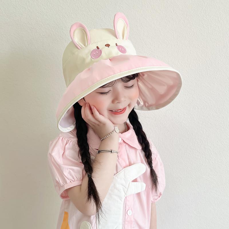 Children S Hat Summer Empty Top Sun Hat Boys Girls Outdoor Sun Hat Cute Rabbit Panda One size fits all розовый