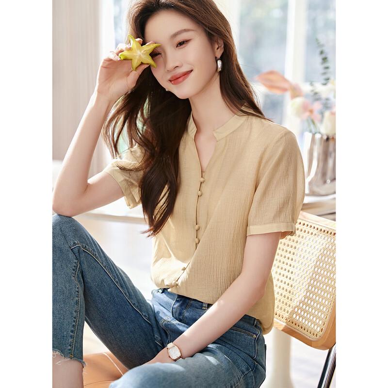 La Chapelle Women s Casual Short-Sleeve Shirt S