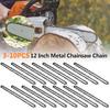 3-10PCS 12 Inch Metal Chainsaw Chain 45 Drive Links Saw Chain Replacement 3/8inch Pitch Electric Chainsaw Chain for Wood Cutting