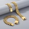 Cross Border Trend 18K Gold Plated Stainless Steel Hip Hop Bright Surface Cuban Necklace Men and Women Jewelry