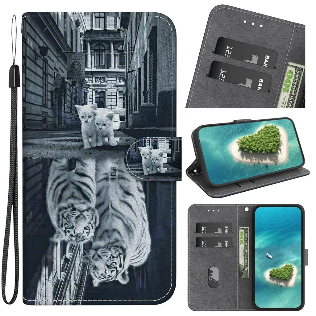 Stand Flip Wallet Case For ZTE Blade A72 A52 V40 Vita a7S 2020 Flip Painted Pattern Wallet Case