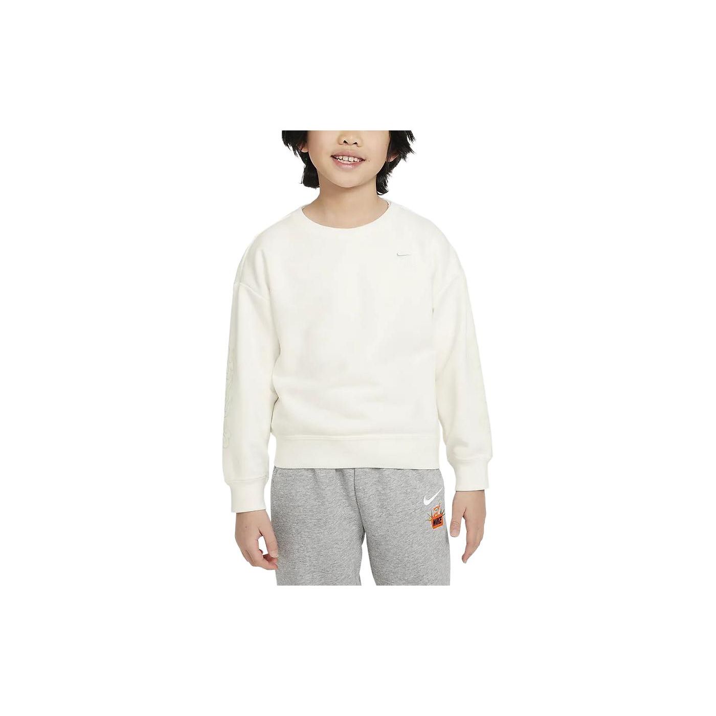 

Nike Sportswear Solid Color Crew Neck Casual Long Sleeve Kids tops Sail HF7128-133 7