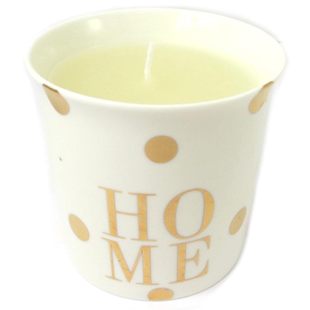 Les Trésors De Lily [P0304] - Bougie décorative 'Messages' beige (Home) pomegranate - 8x8. 5 cm