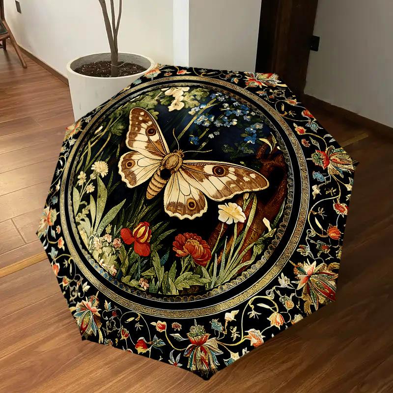 1PC Butterfly Floral Umbrella-8-Rib Reinforced, Automatic Open, Lightweight & Durable, Cute Fashion Accessory for Outdoor, Beach or Casual Use, Beach