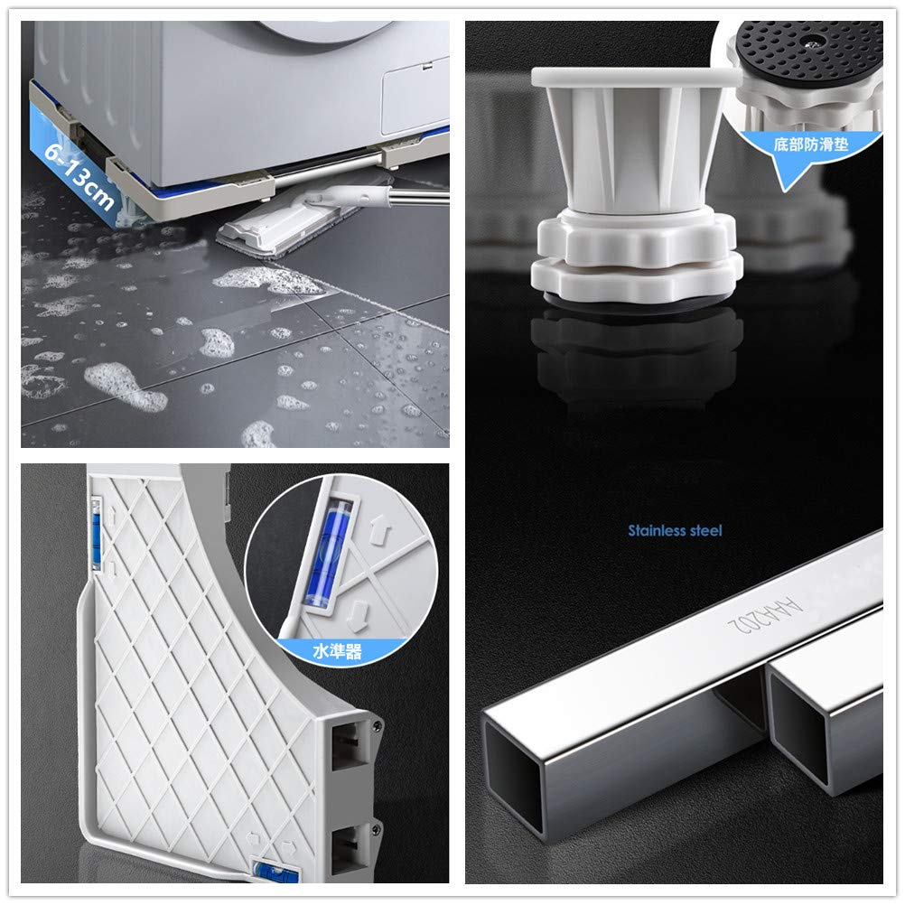 DKPlus Washing Machine Adjustable Raised Base for Washing Machine Includes Reduces Sound and and Supports 300kg Stand/Refrigerator Stand, Height, Pan,